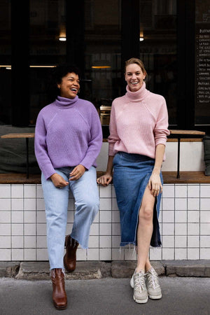 Pull merinos allaitement lilas et rose