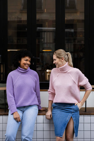 pull merinos allaitement Sweet mama lilas et rose