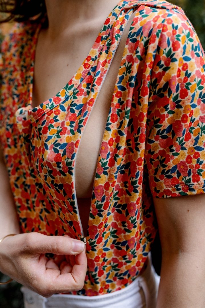 Body d'allaitement Flowers manches courtes