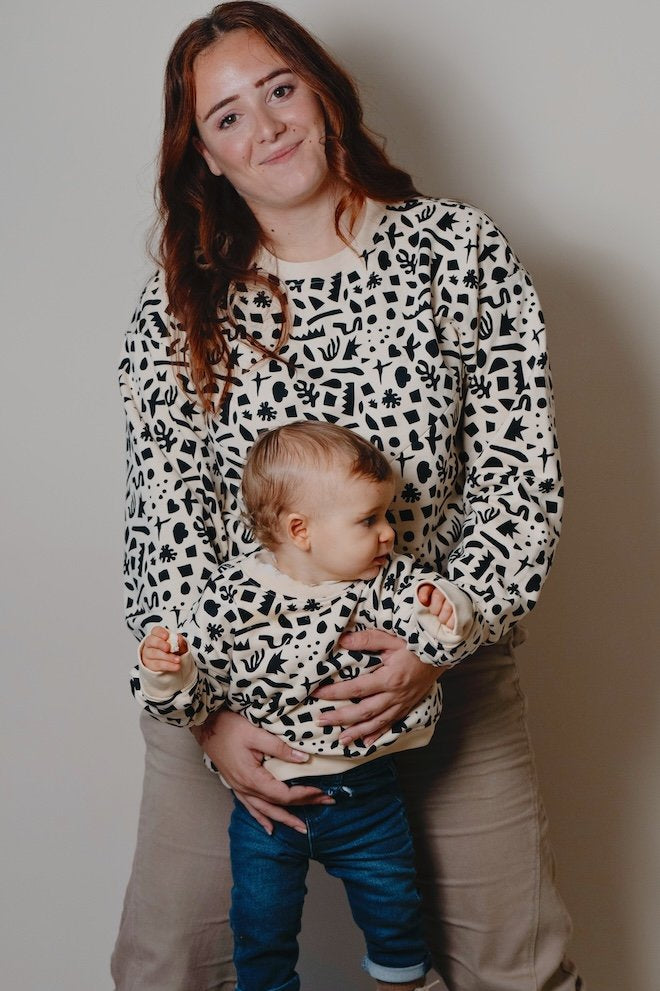 Sweat d'allaitement Géométric noir 100% coton biologique