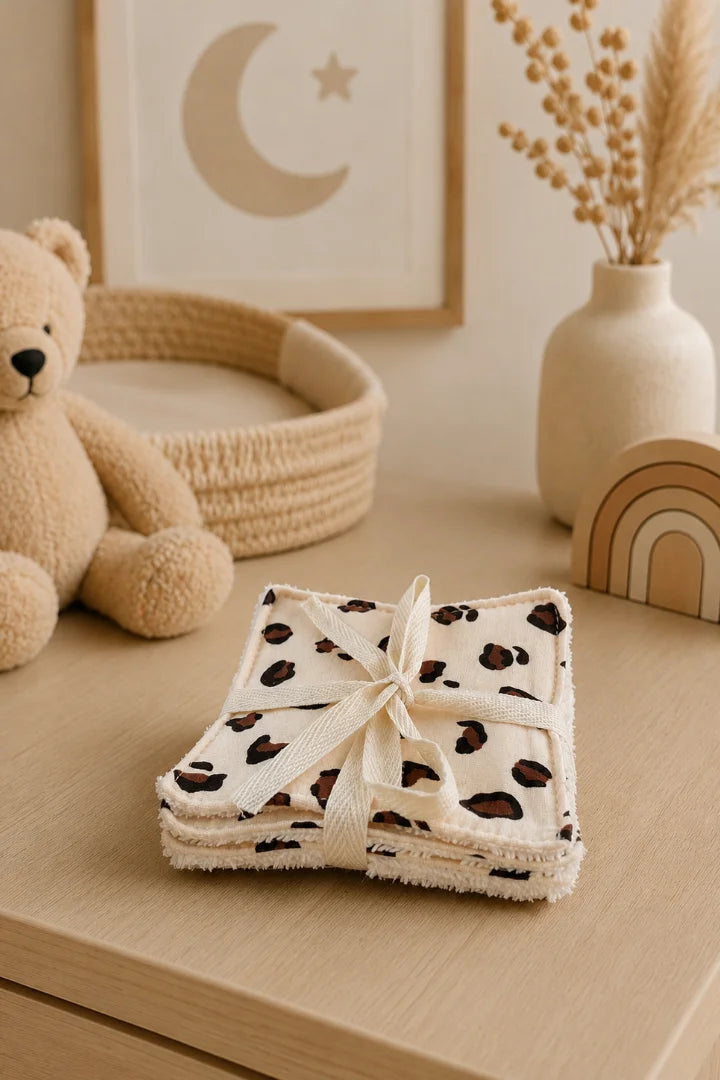 Lot de 5 lingettes lavables (débarbouillettes)