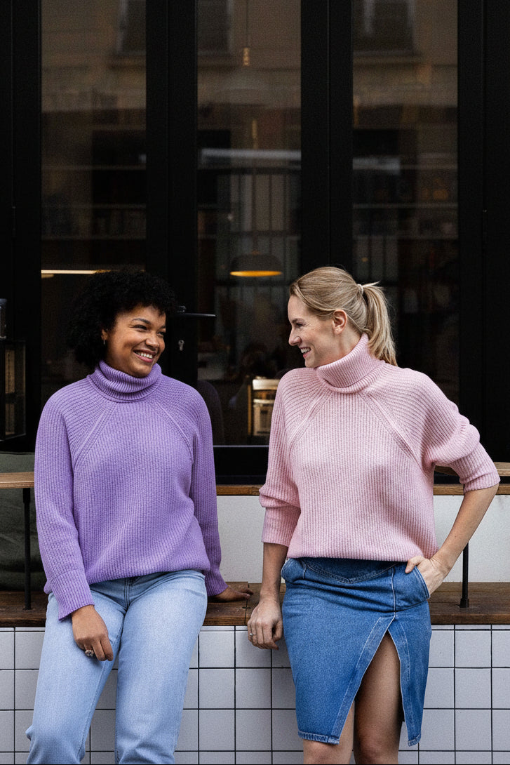 pull merinos allaitement Sweet mama lilas et rose