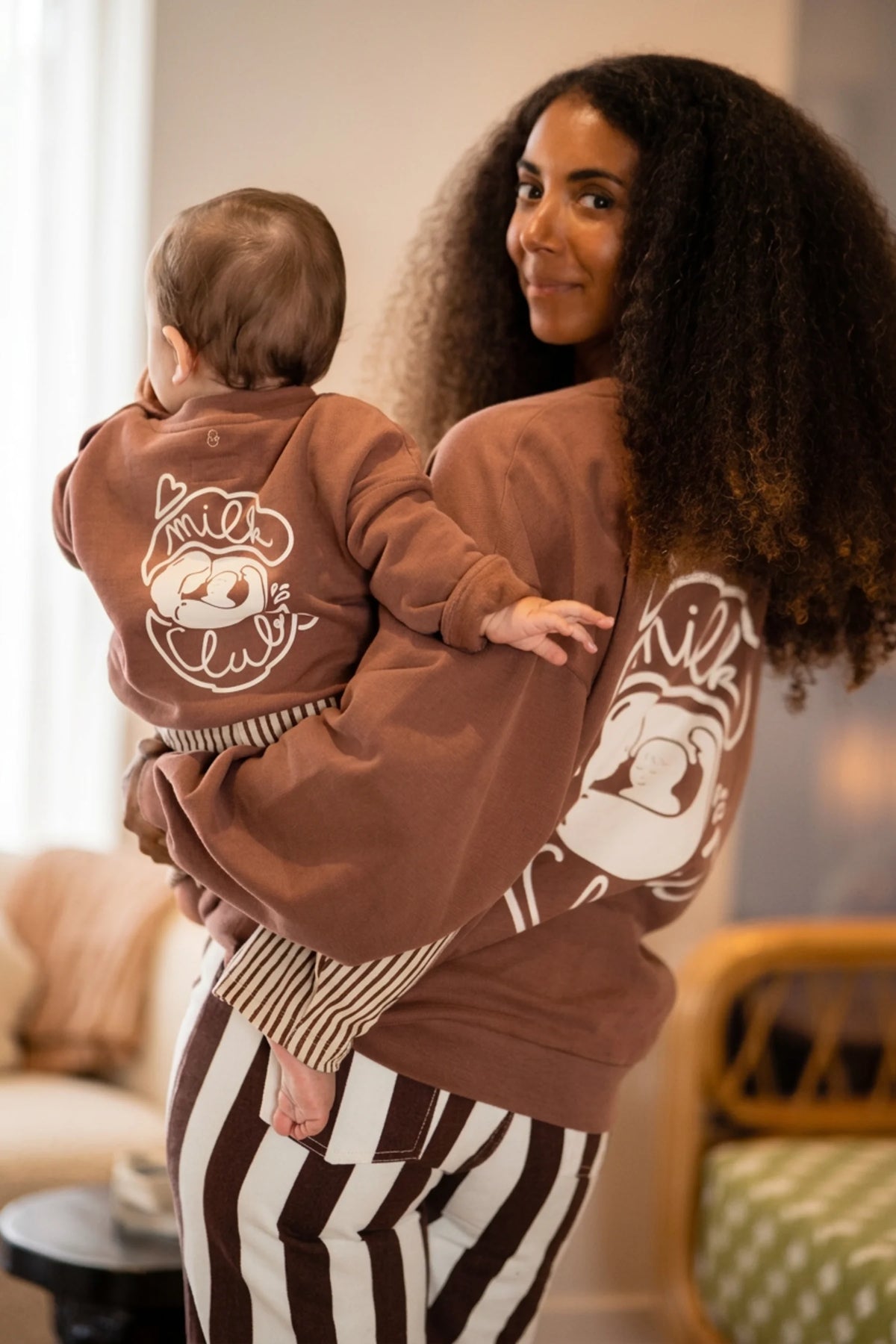 Sweat bébé et mama marron-chocolat