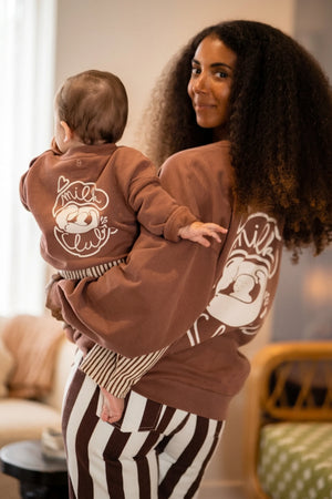 Sweat bébé et mama marron-chocolat
