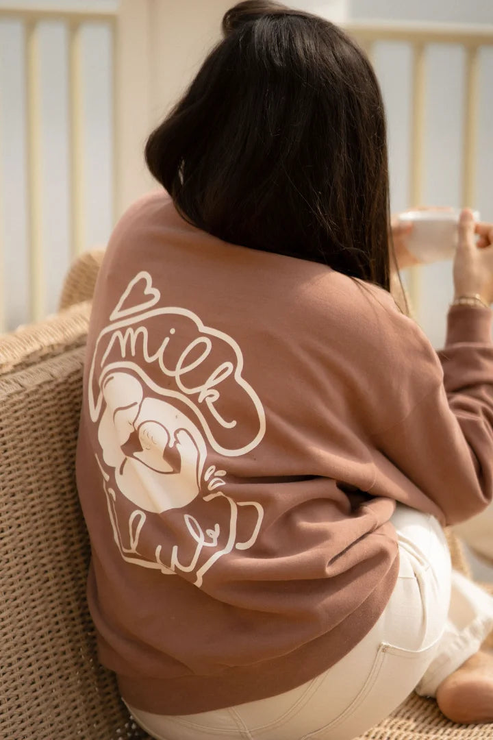 Sweat marron chocolat pour allaitement You&Milk