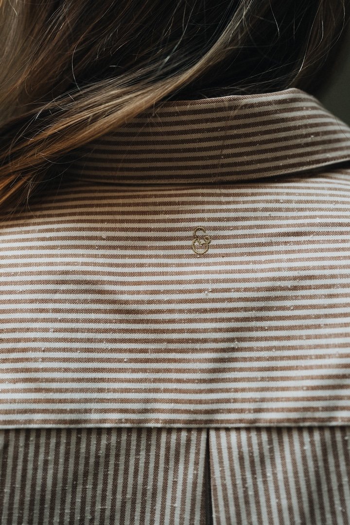Chemise rayée écru marron allaitement You&Milk