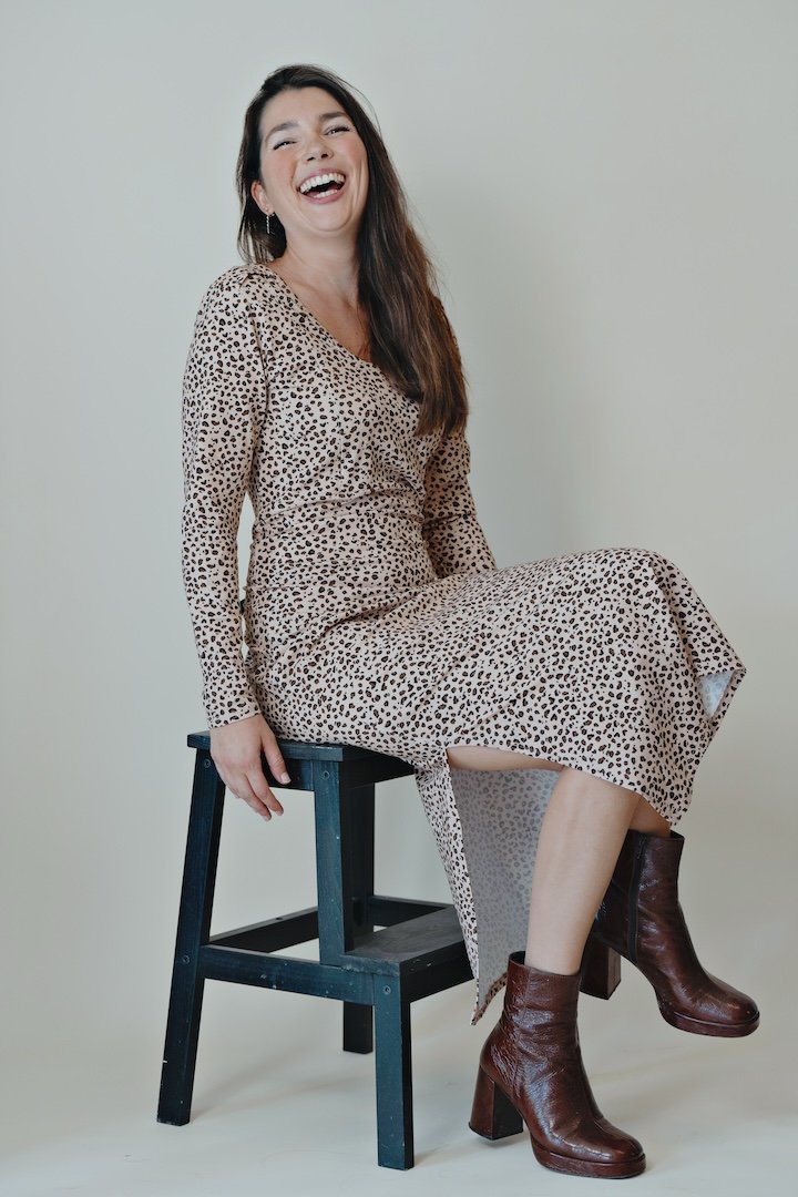 Long nursing dress Graou leopard backless