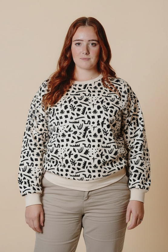 Geometric black nursing sweatshirt 100% organic cotton